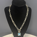 Azure Blue Crystal Pendant Necklace