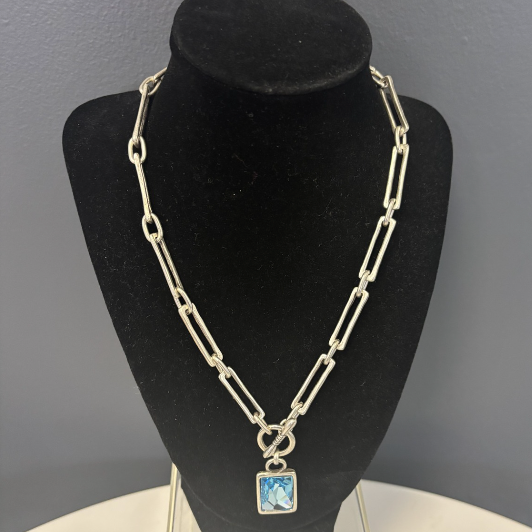 Azure Blue Crystal Pendant Necklace