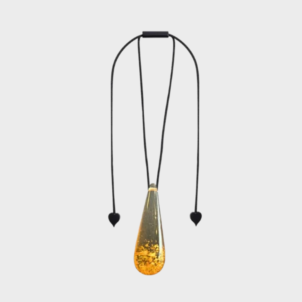 Golden Rain Drop Resin Pendant Necklace
