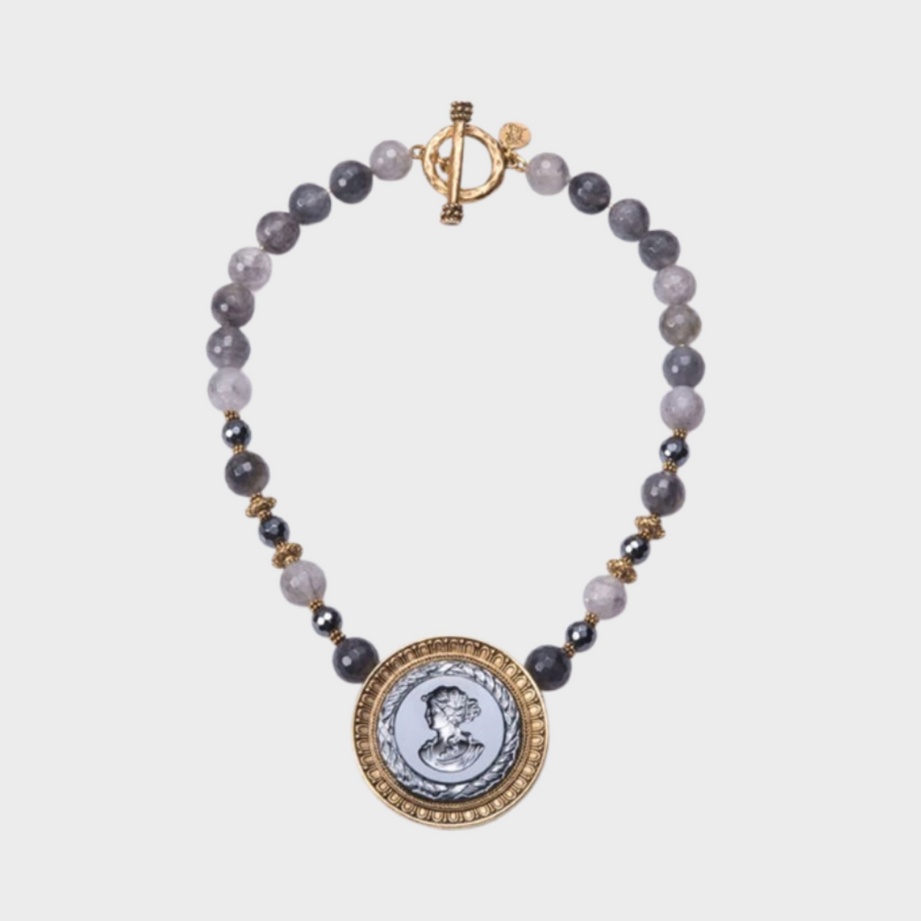 Luna Relic Quartz & Hematite Intaglio Necklace