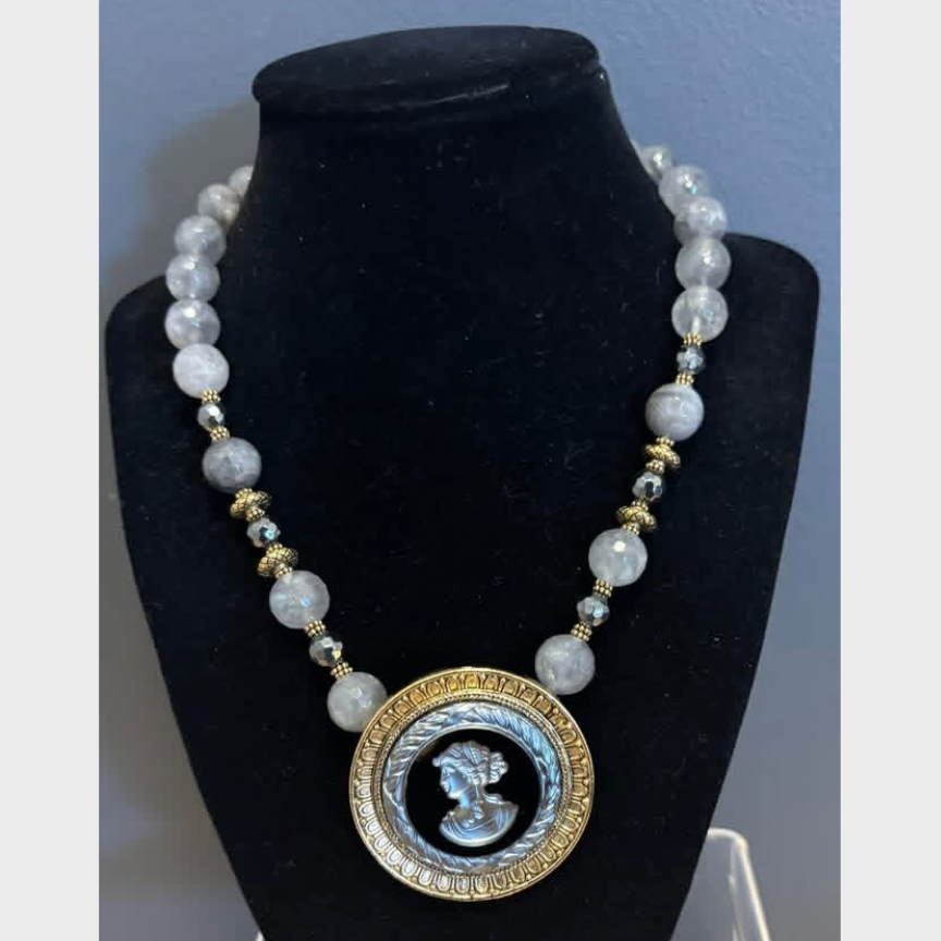 Luna Relic Quartz & Hematite Intaglio Necklace