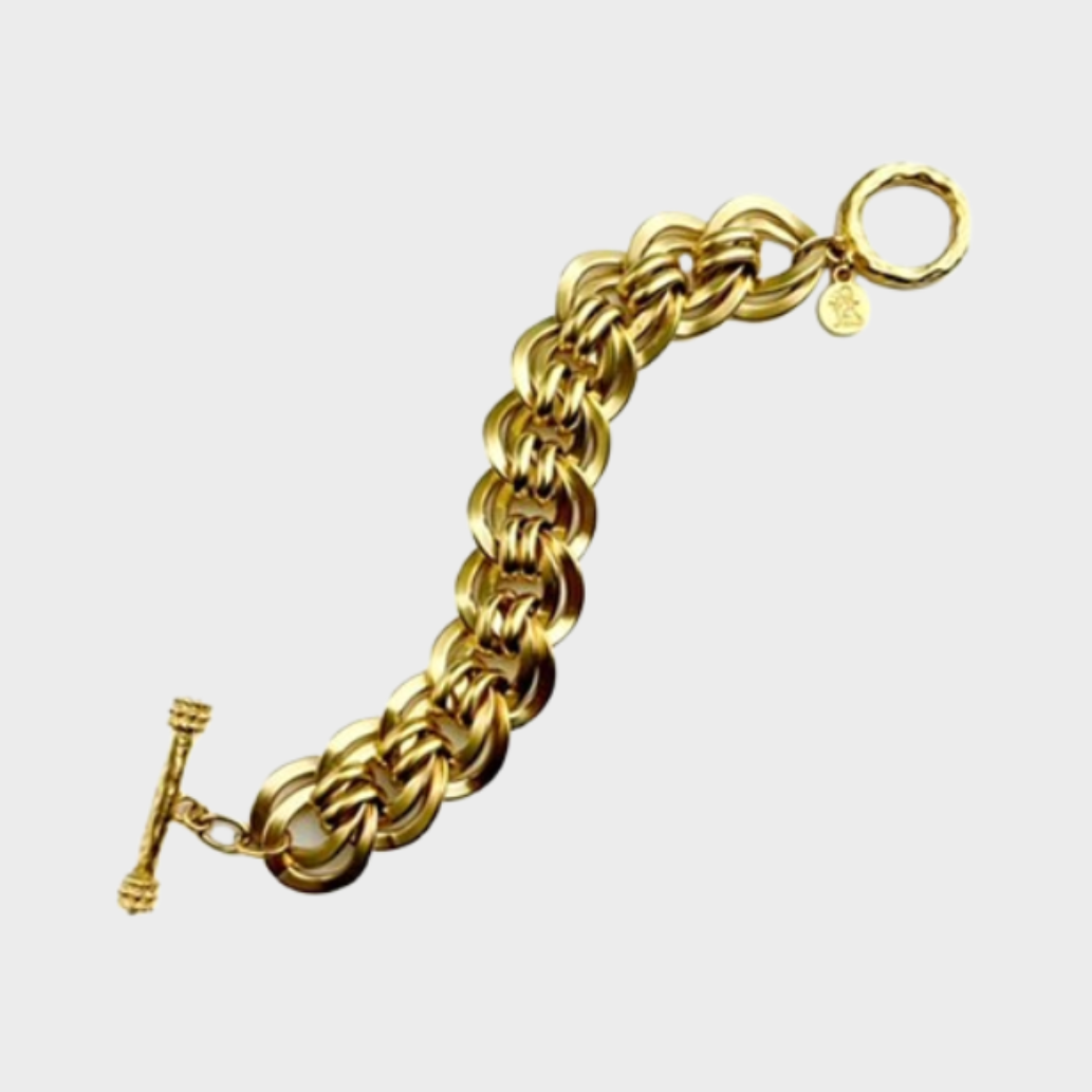 Mary Double Curb Link Toggle Bracelet