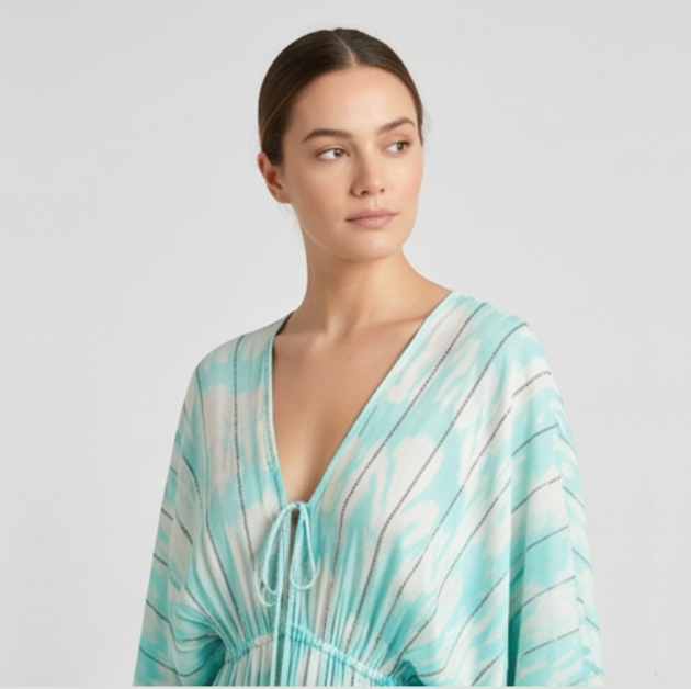 Solea Boho Tiered Maxi Dress - White/Blue